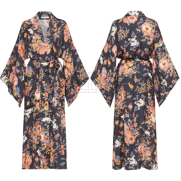 NWT Spell Leo Maxi Robe in charcoal S/M - Picture 3 of 4